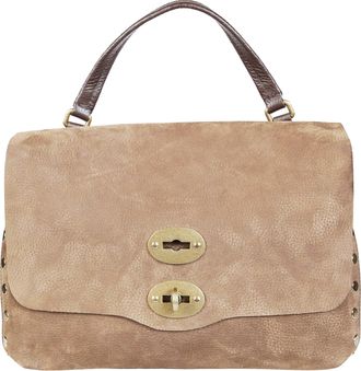 Zanellato Postina Jones Nabuk Small Gold Turn-Lock Handbag