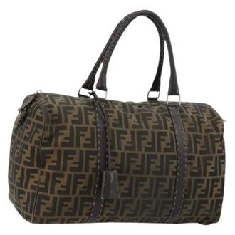 Fendi Pre-owned Handbags, female, Brown, Size: ONE SIZE Pre-owned Vintage Zucca Canvas Boston Bag