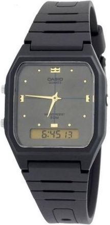 Casio Unisex Analog-Digital Watch with Gray Dial and Black Band - AW-48HE-8AV