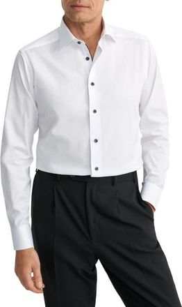 Eton Contemporary Fit White Cotton Twill Dress Shirt at Nordstrom, Size 17.5