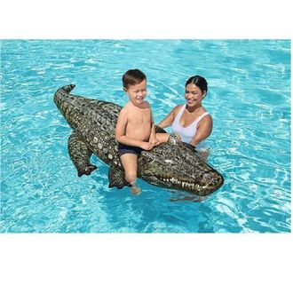 Trade Shop Trade Shop - Cavalcabile Coccodrillo 193x94 Cm Galleggiante Gonfiabile Piscina Maniglia 41478