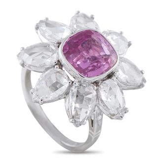 Luxury Bazaar Platinum 3.85ct Diamond and Sapphire Flower Ring MF28-031726