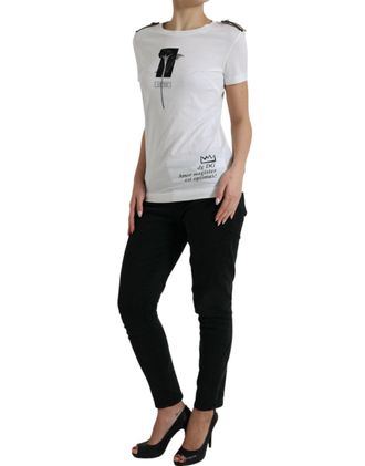 Dolce & Gabbana Womens Logo-Printed Cotton T-Shirt White