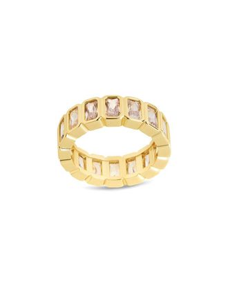 Sterling Forever 14K Plated Cz Jackie Bezel Station Ring