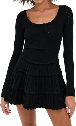 LoveShackFancy Lavender Stretch Pointelle Mini Dress In Black