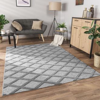 Paco Home Alfombra Salon De Habitacion Pelo Corto Boho Chic Nordica 3D Moderna Grigio, 230x340 cm (de) - Paco Home