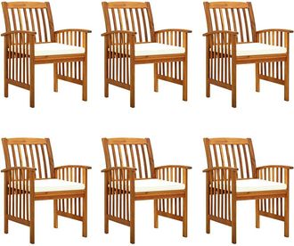vidaXL Sillas De Comedor De Jard&iacute;n, 6 Piezas Con Cojines, Madera Maciza De Acacia Vidaxl