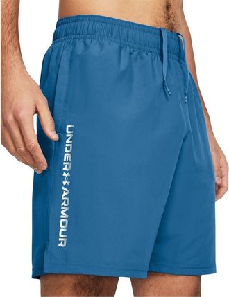 Under Armour Mens Woven Wordmark Shorts Bottoms Blue/White M