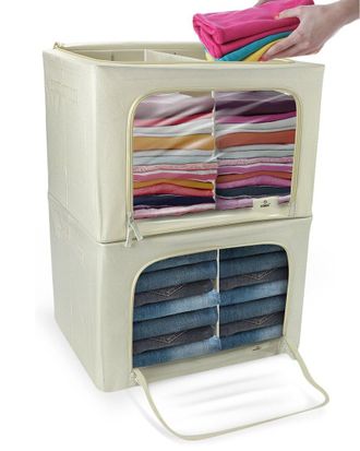 Sorbus Foldable Beige Storage Bag With Window And Divided