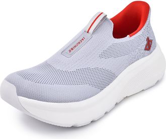 JACKSHIBO Hands-Free Slip in Mens Shoes Slip on Sneakers Arch Support Orthopaedic Shoes Memory Foam Walking Shoes Running Shoes Sports Shoes Trainers, gray, 9.5