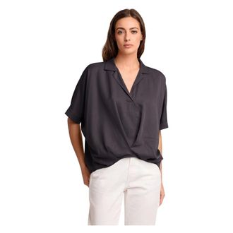 Kocca Blouses, female, Black, Size: XL Relaxed fit short sleeve blouse
