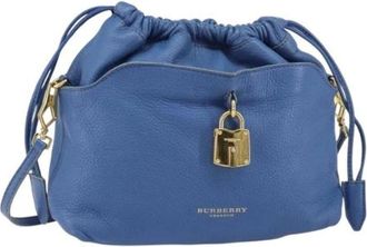 Burberry Pre-owned Bucket Bags, female, Blue, Size: ONE SIZE Pre-owned Leather Bucket Bag