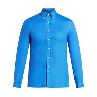Polo Ralph Lauren Linnen overhemd met lange mouwen - Heren - Casual Overhemden - Blauw - 2XL - Linnen - Overhemden