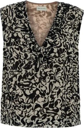 Dries Van Noten Geprinte cr&ecirc;pe College top - Dames - Blouses - Veelkleurig - M - Overhemden