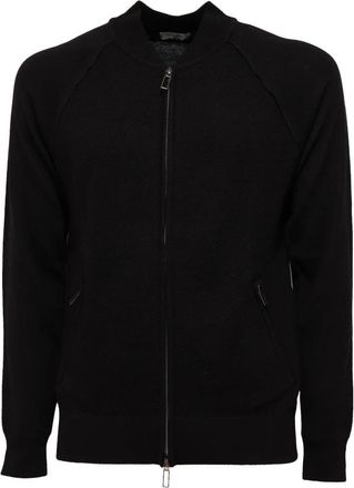 Paolo Pecora Wollen Sweater Cardigan Model 17I - Heren - Vesten - Zwart - S - Wol - Truien & Vesten