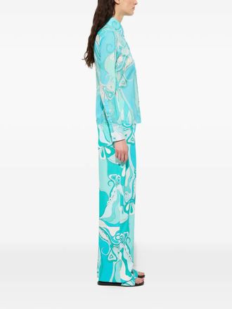 Pucci Katoenen blouse met orchidee-print - Blauw