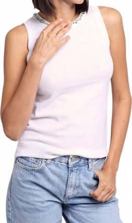 Minnie Rose Jewel Neck Tank Top In White