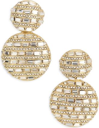 BaubleBar Crystal Two Drop Statement Earrings in Clear/Gold at Nordstrom Rack