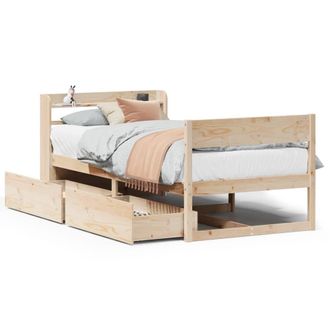 Berkfield Home Bed Frame without Mattress 75x190 cm Small Single Solid Wood Pine in Light Brown