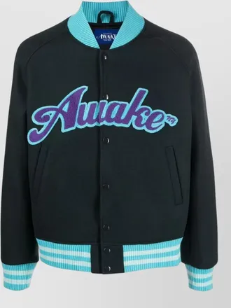 Awake NY logo print wool blend bomber jacket