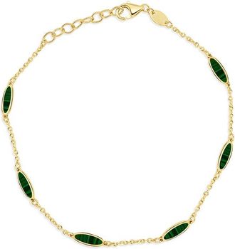 Italian Gold, Inc 14K Malachite Bar Chain Bracelet
