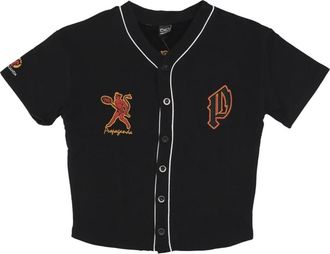 PROPAGANDA Zwarte knoop baseballjack - Heren - Fitness - Zwart - L - Katoen - Fitness