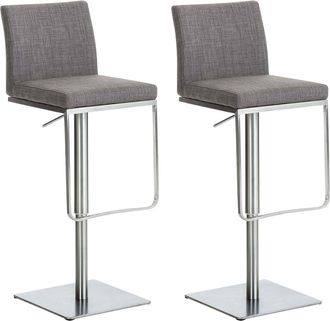 Clp Clp - Lote De 2 Taburetes De Bar Funda De Tela Panam&aacute; Gris Acero Inoxidable