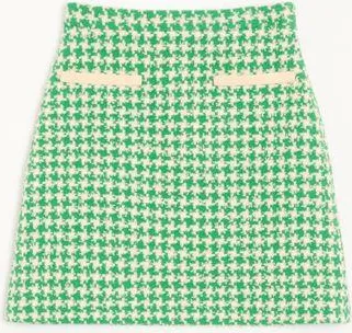 Valentino Gonna Corta In Tweed Pied De Poule Donna VERDE/BETULLA 40