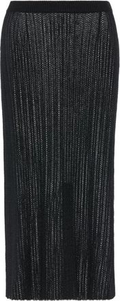 Maison Margiela Ribbed Knit Midi Rok - Dames - Midirokken - Zwart - S - Polyester - Rokken