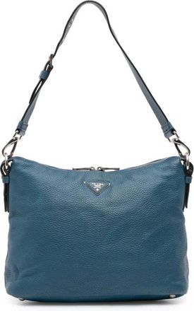 Prada Pre-owned Shoulder Bags, female, Blue, Size: ONE SIZE Pre-owned Leather Shoulder Bag