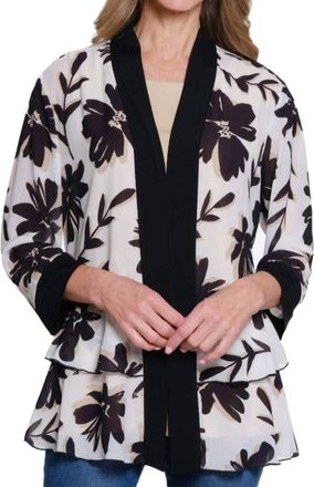 Multiples 3/4 Sleeve Peplum Jacket In White