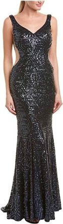 Issue New York Sequin Evening Gown In Navy