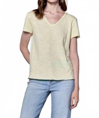 Dear John Denim Vanya V-Neck Tee In Pale Lime Yellow