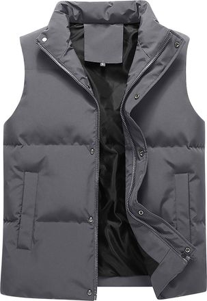 Generic Puffer Gilet Mens Winter Quilted Body Warmer Thick Windproof Outerwear Sleeveless Puff Jacket Padded Down Coat Thermal Vest Zip Up Casual Warm Waistco