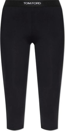 Tom Ford Broeken, Dames, Zwart, L, Tweed, Leggings met logo