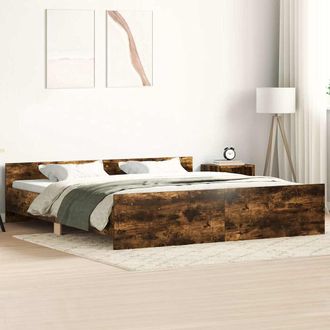 vidaXL Estructura De Cama Con Cabecero Piecero Roble Ahumado 160x200cm Vidaxl