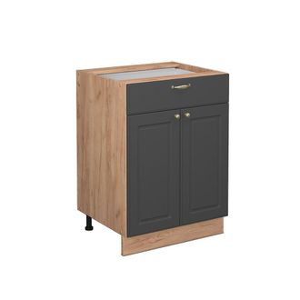 Vicco Mueble Bajo De Cocina Fame-line, Antracita-oro, 60 Cm Con Caj&oacute;n, Sin Encimera Vicco