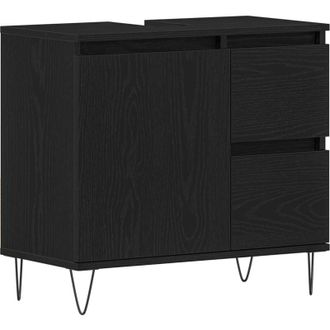 vidaXL Mueble de lavabo madera de ingeniería roble negro 58x33x60 cm Vidaxl