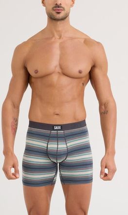 Saxx Vibe Xtra Soft Comfort Boxer Briefs in Baja Stripe- Dk Sage at Nordstrom, Size X-Large