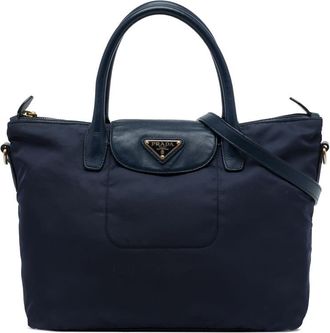 Prada Pre-owned Prada Saffiano Trimmed Tessuto Satchel Ladies H6KH6UYJBAP45RRV