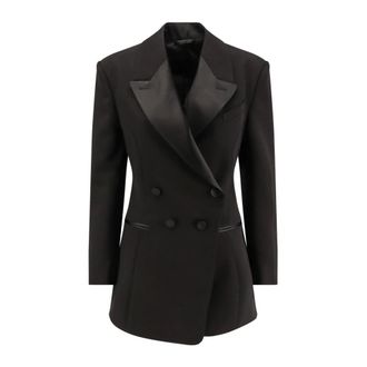 Givenchy Blazers, female, Black, 3XS, Wool Jacket with Pleated Back