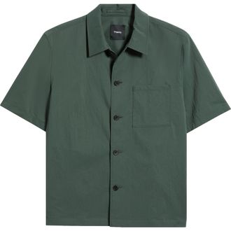 Theory Short Sleeve Button-Up Shirt in Pine Grove at Nordstrom, Size Xx-Large