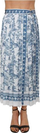 Fracomina Midi Rok - Dames - Midirokken - Blauw - S - Polyester - Rokken