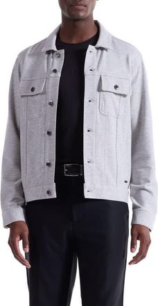 Bugatchi Knit Trucker Jacket in Cement at Nordstrom, Size Xx-Large