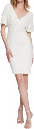 Joseph Ribkoff Pearl Detail Wrap Dress In Vanilla