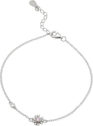 Savvy Cie Jewels STERLING SILVER.925 DAISY STUD PINK CZ STUD ACCENT BRACELET
