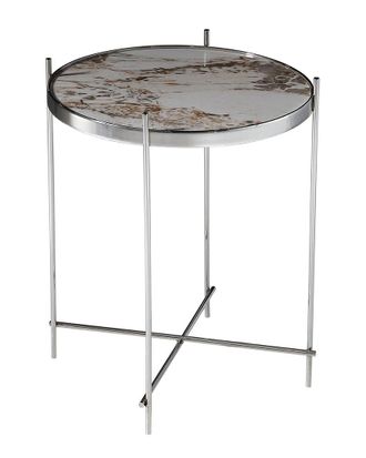 Pasargad Home Luxe Glass & Steel Side Table