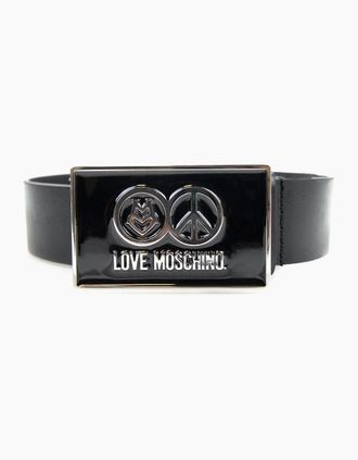 Love Moschino Mens Love Moschino Gloss Peace Sign Buckle Belt Black 9902 - Size: 100