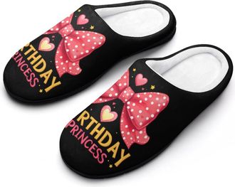 Generic Birthday Princess Womens Slippers Warm House Slippers Indoor House Shoes with Anti-Skid Rubber Sole