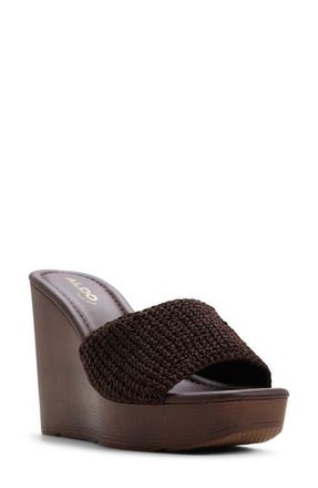 Aldo Grounded Platform Wedge Sandal in Dark Brown at Nordstrom, Size 8.5